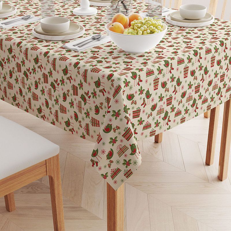 Square Tablecloth， 100% Cotton， 52x52， Christmas Celebration