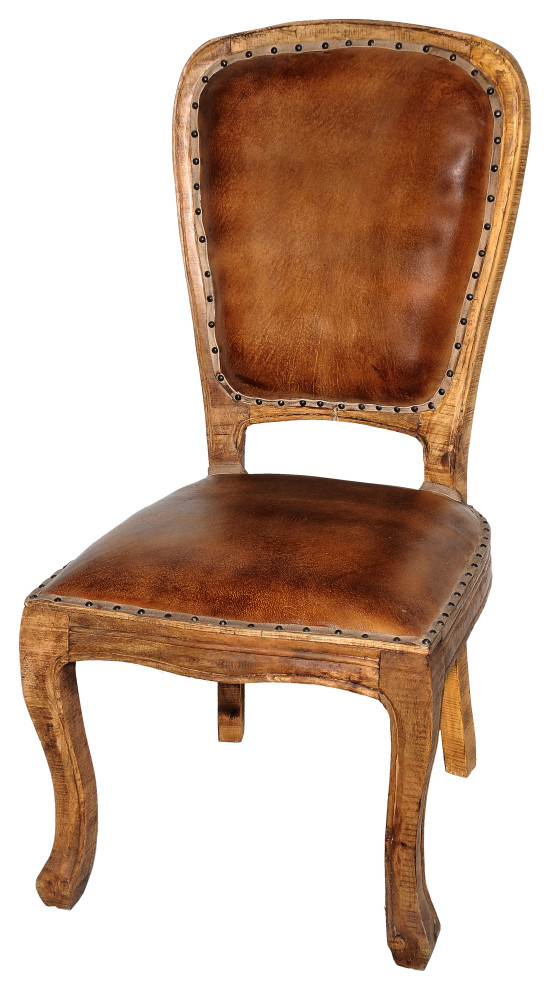 Frank Side Chair  Aged Leather  Set of 2   Traditional   Dining Chairs   by Moti  Houzz