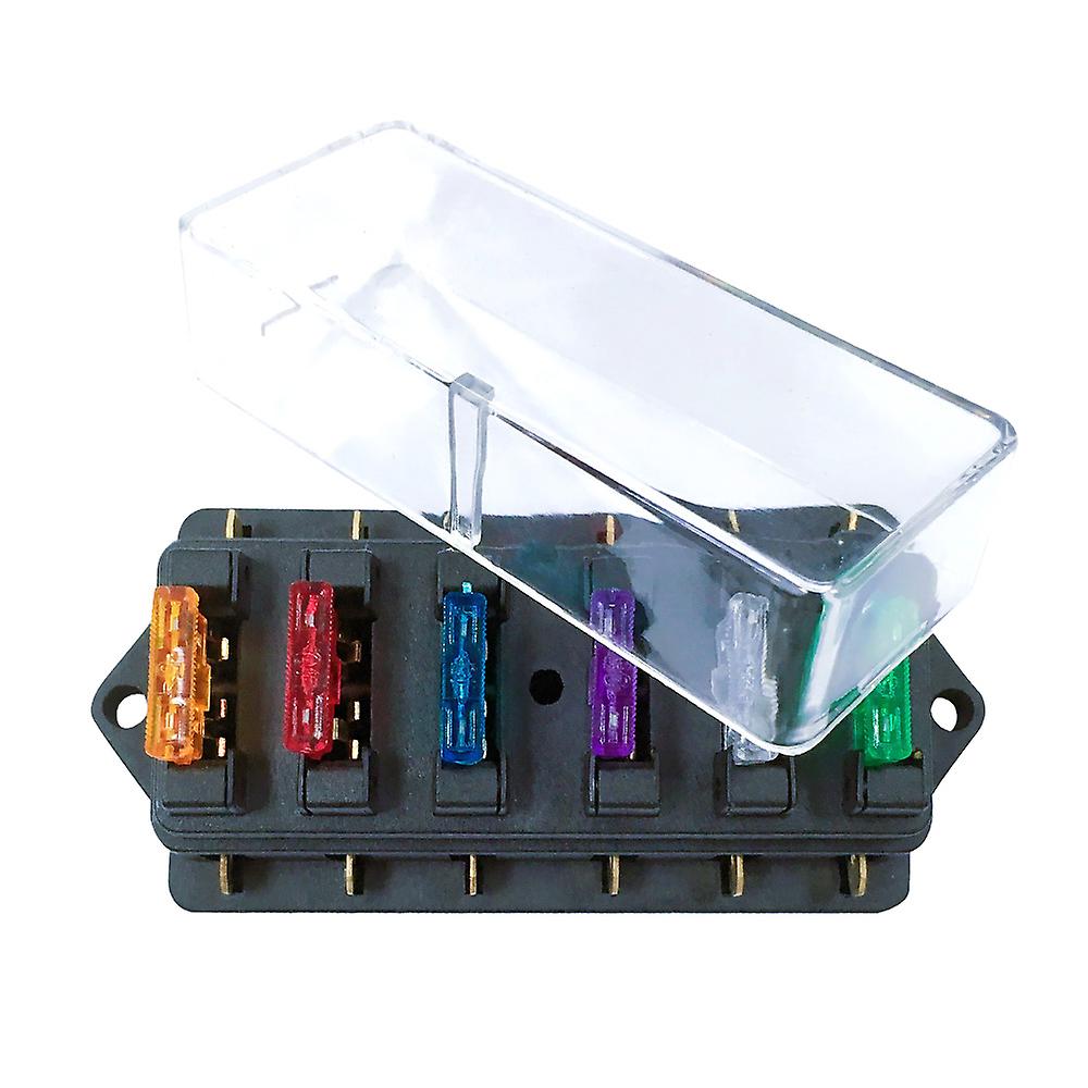 6 Way Fuse Holder Box Car Vehicle Automotive Circuit Blade Fuse Block With 6 Standard Fuses