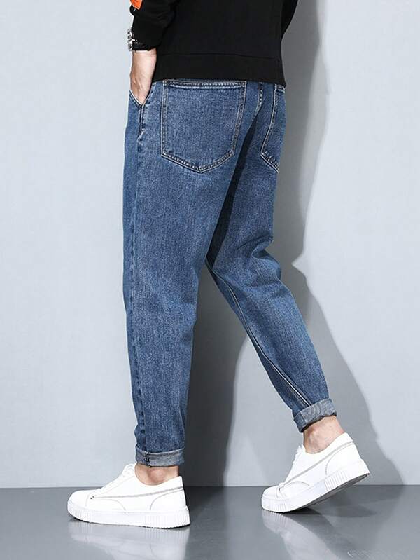 Men Slant Pocket Carrot Jeans