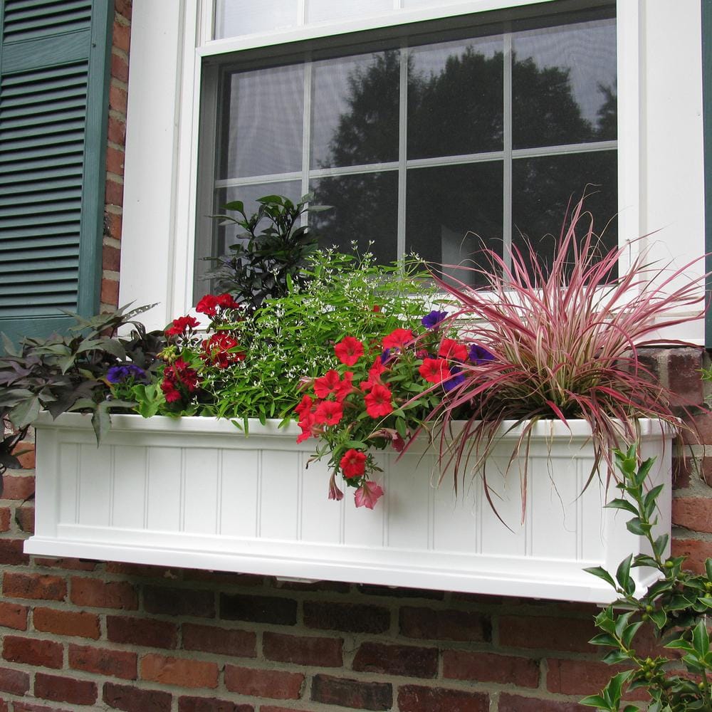 Mayne Cape Cod 48 in. x 11 in. Self-Watering White Polyethylene Window Box 4841-W