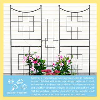 ACHLA DESIGNS 86 in. Tall Graphite Powder Coat Finish Square-On-Squares Modern Garden Trellis FT-25