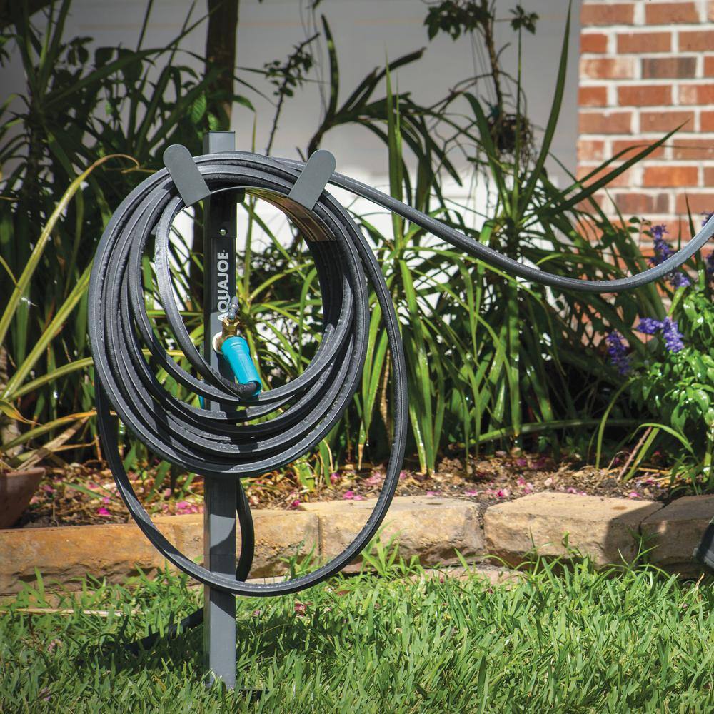 AQUA JOE 125 ft. Capacity Garden Hose Stand with Brass Faucet and 3 ft. Lead-in Hose SJ-SHSBB3LIH