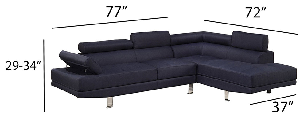 Polyfiber Linen Fabric Sectional In Blue   Contemporary   Sectional Sofas   by VirVentures  Houzz