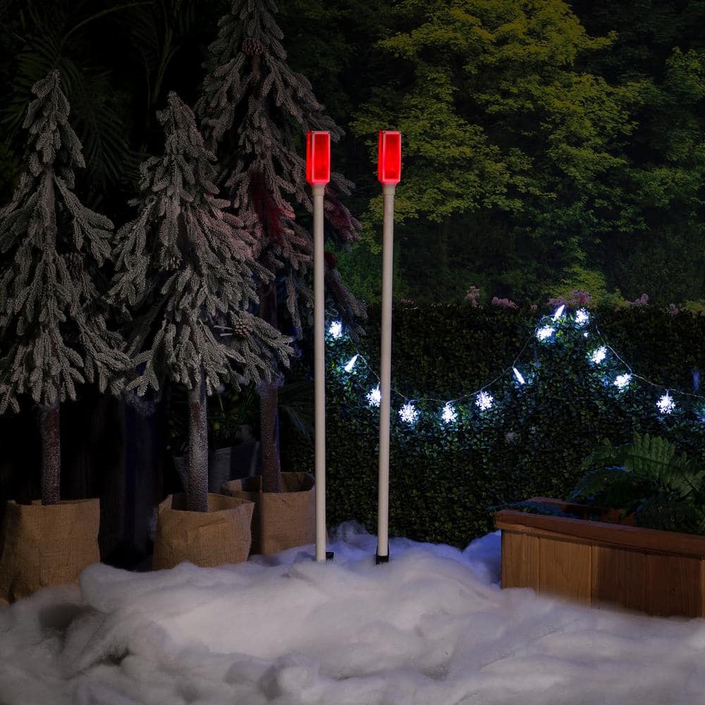 Alpine Corporation 43 in. Tall Outdoor Solar Powered Driveway Markers with Red LED Lights (Set of 2) SLC104SLR-RD-2