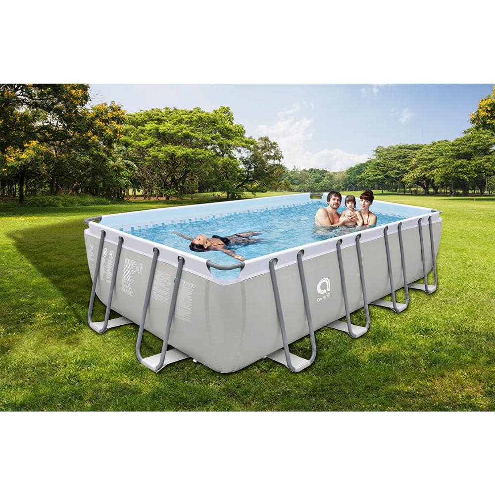 JLeisure 18 x 10 Foot Above Ground Rectangular Steel Frame Swimming Pool JL-17776-1US-AB