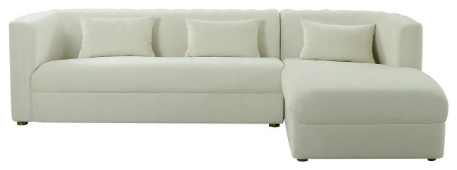 Callie Cream Velvet Sectional  RAF  Cream   Contemporary   Sectional Sofas   by First of a Kind USA Inc  Houzz