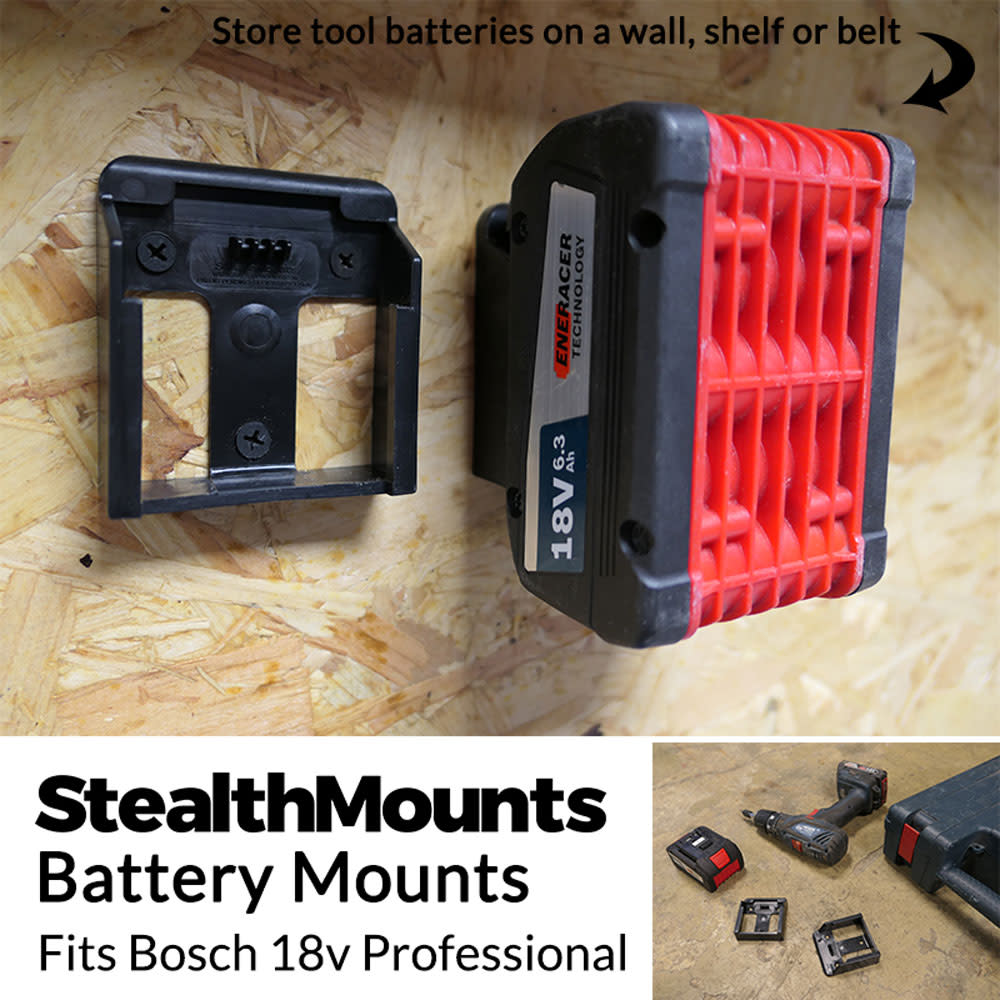 StealthMounts Battery Mount Bosch 18V Black 6pk ;