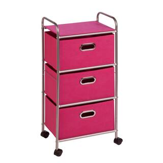 Honey-Can-Do 3-Drawer Storage Cart in Pink CRT-02348