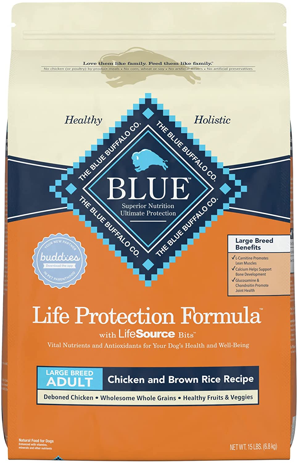 Blue Buffalo Life Protection Formula Natural Adult Large Breed Dry Dog Food 15 pound