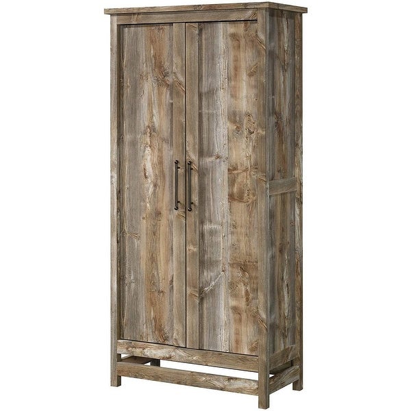 Farmhouse Storage Cabinet Wardrobe Armoire in Rustic Wood Finish - 35.2