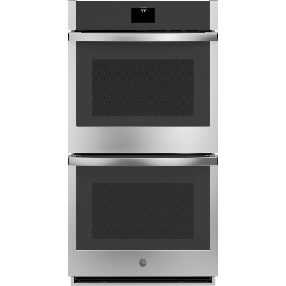 GE 27 in. Smart Double Electric Wall Oven with Convection (Upper Oven) Self-Cleaning in Stainless Steel JKD5000SNSS