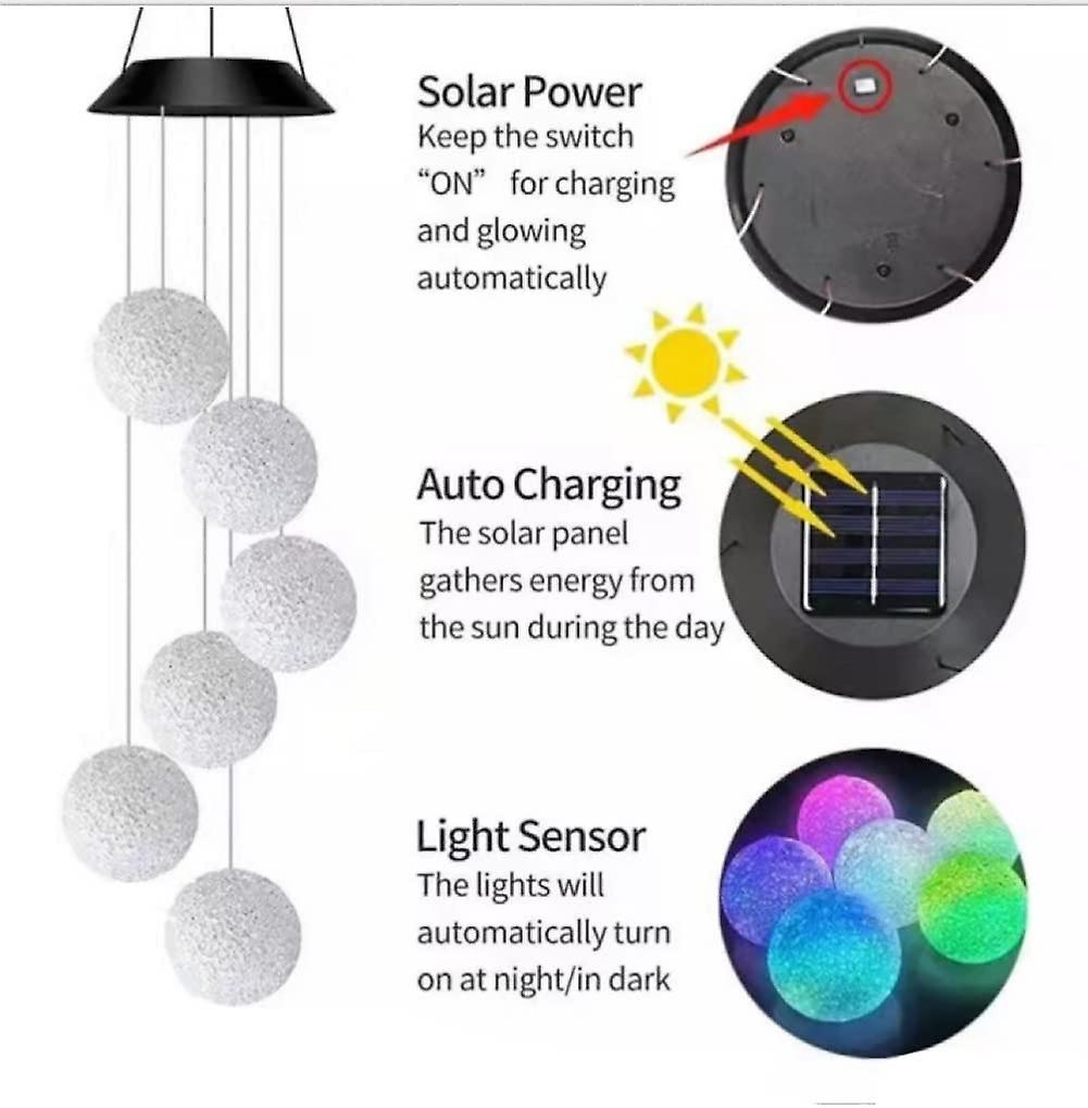 Solar Led Night Light Wind Chimes For Garden Light Wind Chimes Color Changing Ball Chimes Solar Lamps Outdoor For Garden Party Patio Yard Home Decorat