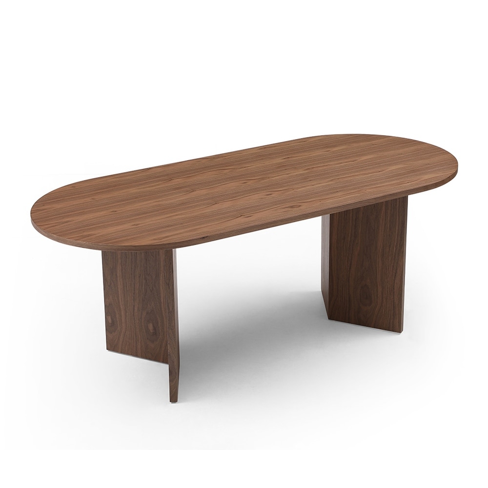 Oval 78in Walnut Kitchen Wood Dining Table for Dining Room