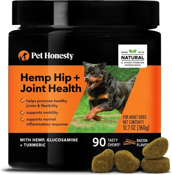 PetHonesty Hemp Hip + Joint Health Bacon Flavor Soft Chews Dog Supplement