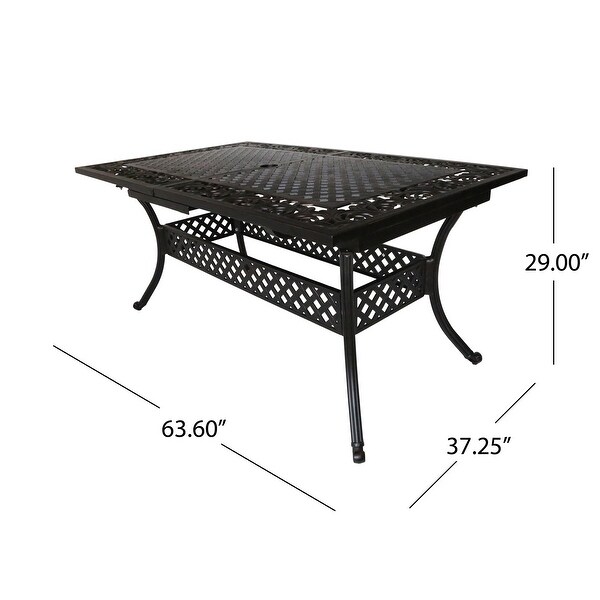 Outdoor Expandable Dining Table with Cast Aluminum Frame and Curving Legs for Backyard，Porch，Deck or Patio Area