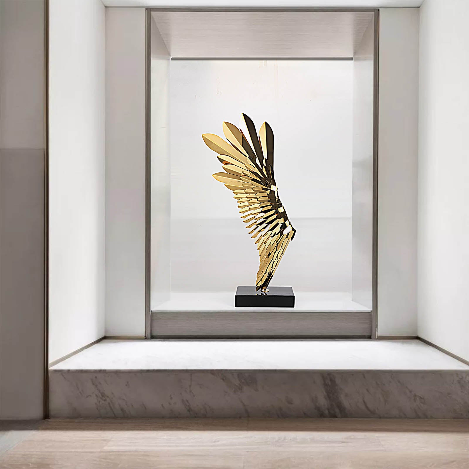 The Golden Wing Handcrafted Stainless Steel Table Artwork B0079