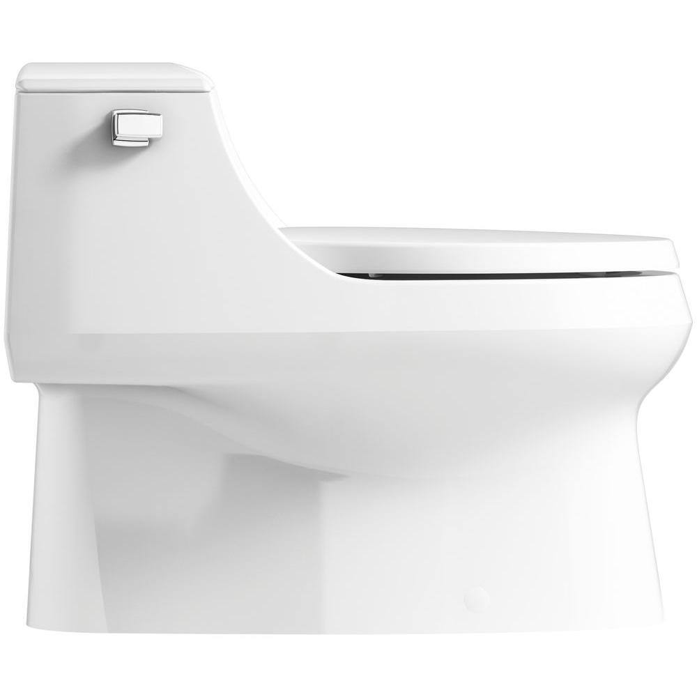 KOHLER San Raphael 1-Piece 1.28 GPF Single Flush Elongated Toilet with Left-Hand Trip Lever in White K-3722-0