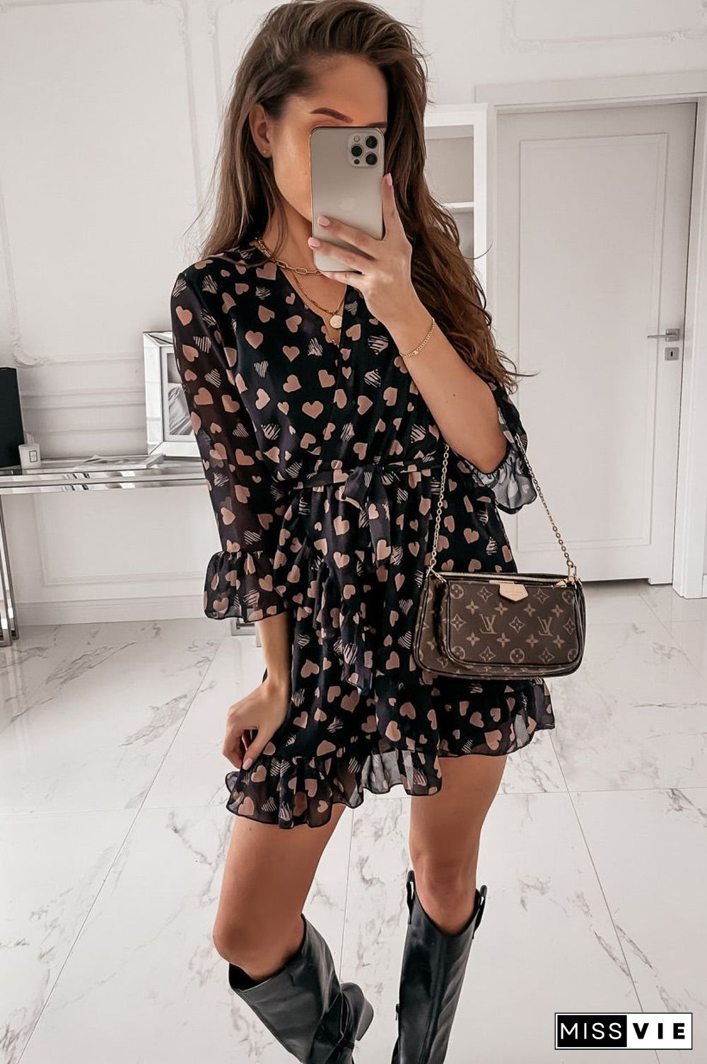 Chic Chiffon Print Mini Dress