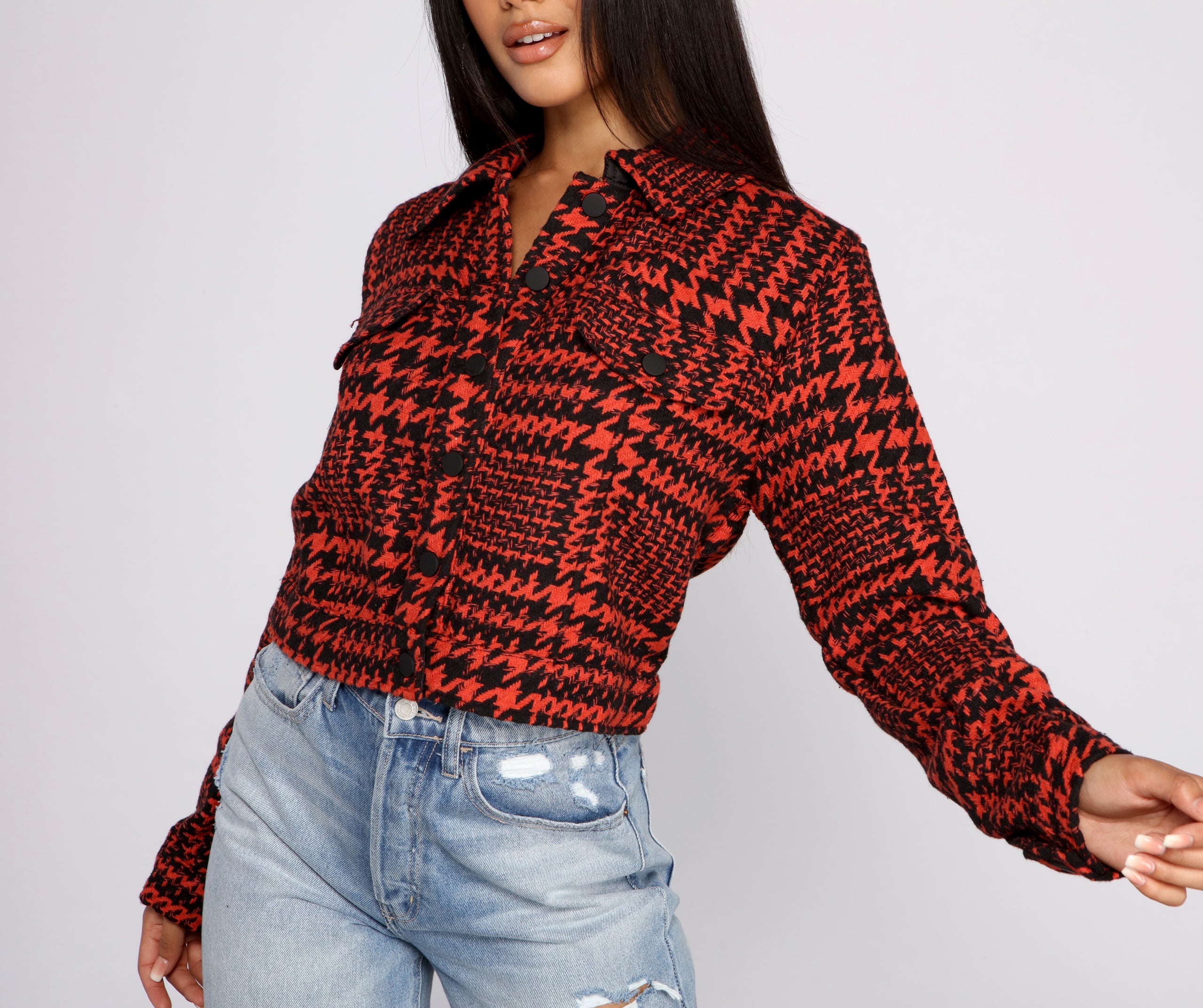 So Haute Houndstooth Cropped Jacket