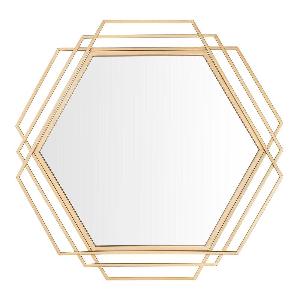 StyleWell Medium Hexagonal Gold Modern Accent Mirror (26 in. H x 27 in. W) 18MJ2374