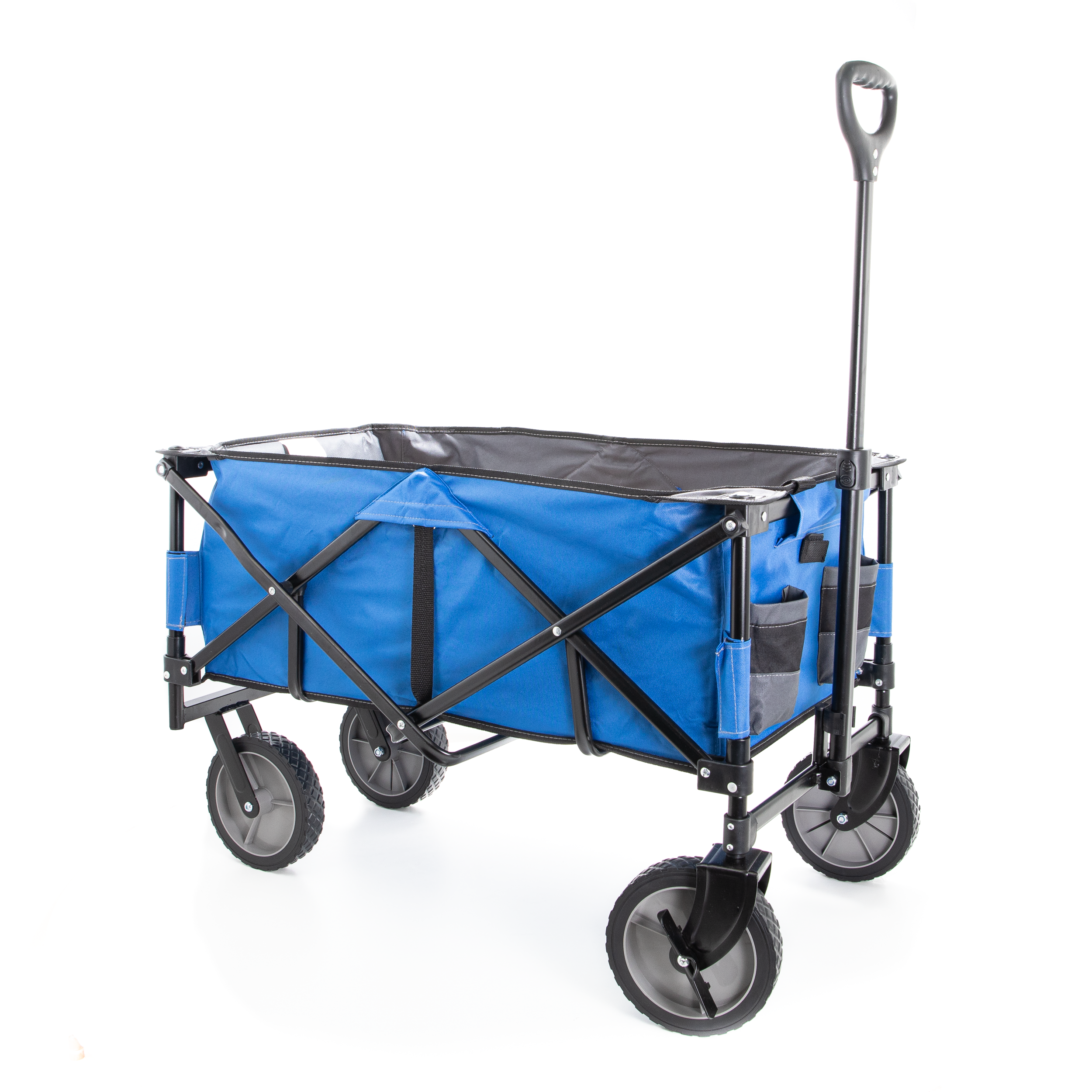 Collapsible Storage Cart, Folding Utility Wagon, Holds up to 176 lbs., Blue