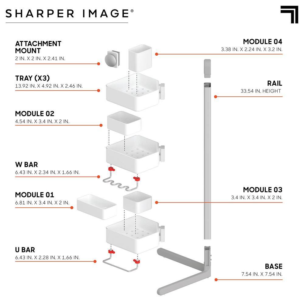 Sharper Image 3-Tier Adjustable Shower Caddy Corner 1013888