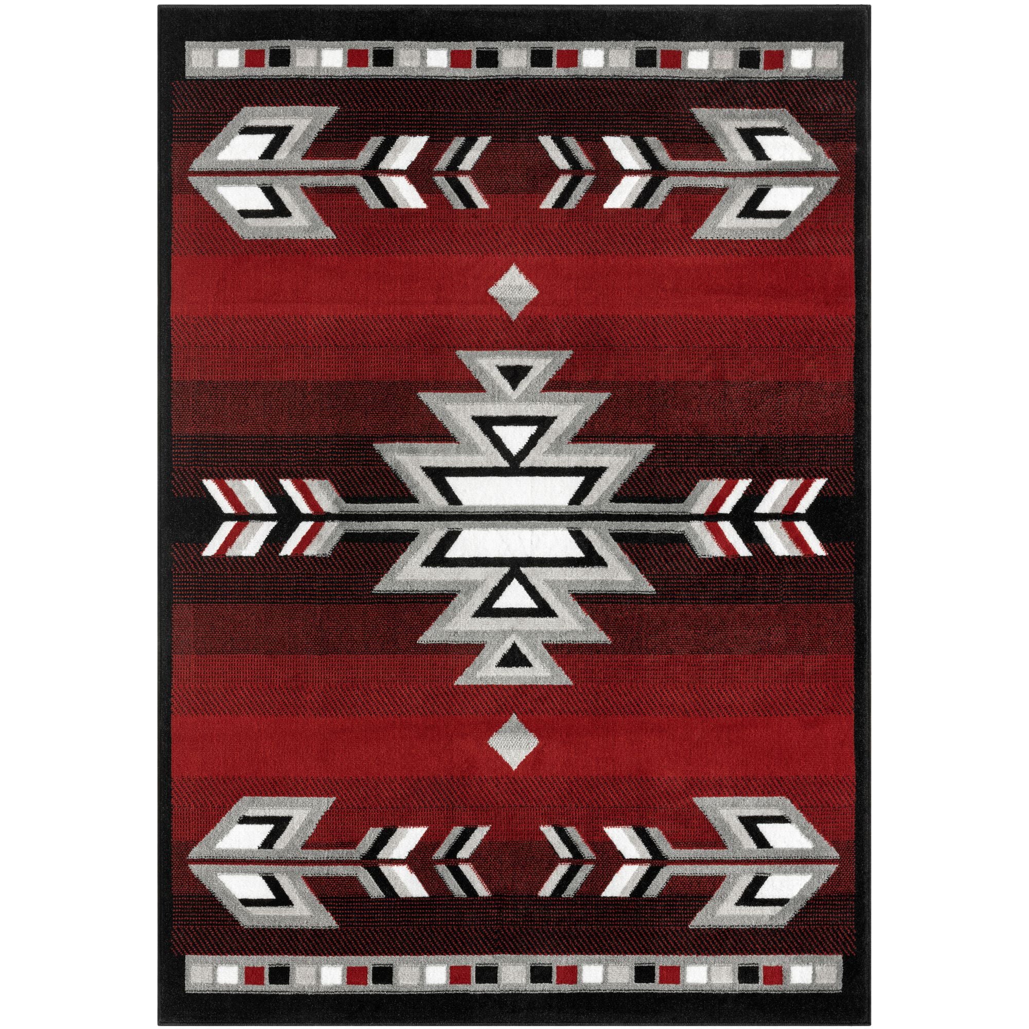 Home Dynamix Premium Sagrada Southwestern Geometric Area Rug, Red/Grey, 5'2