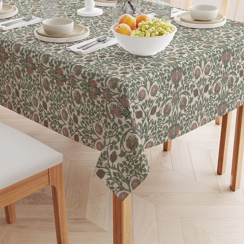 Rectangular Tablecloth， 100% Cotton， 60x84， Floral 63