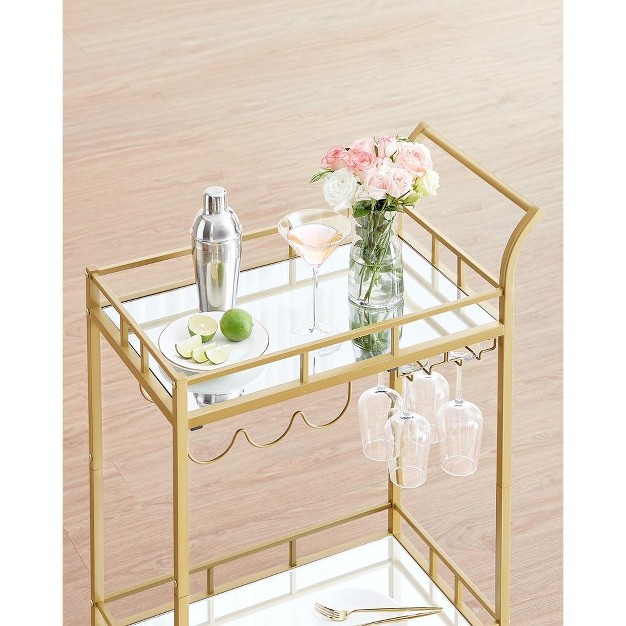 Vasagle Bar Cart Gold Home Bar Serving Cart Wine Cart