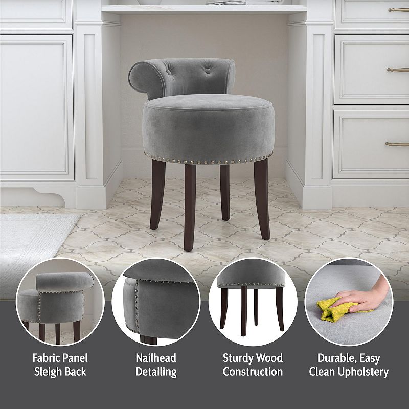 Hillsdale Furniture Lena Wood and Upholstered Vanity Stool