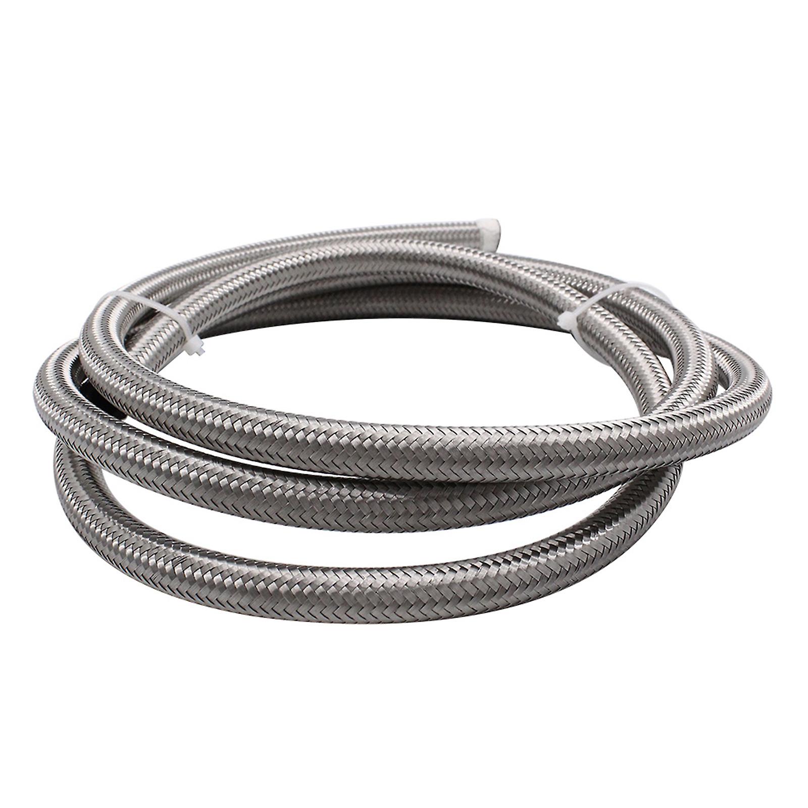 2m Silver An8 Nylon And Stainless Steel Braided Fuel Line 8an