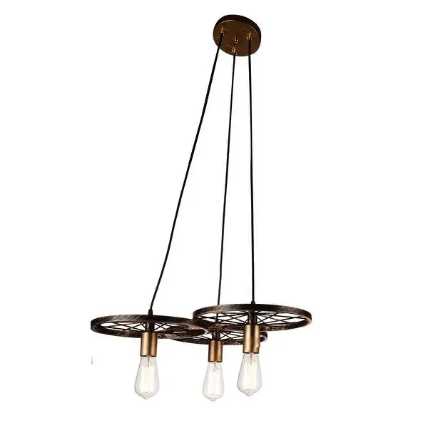 Ravi 3 Light Down Chandelier With Black and Gold Finish - Black/Gold