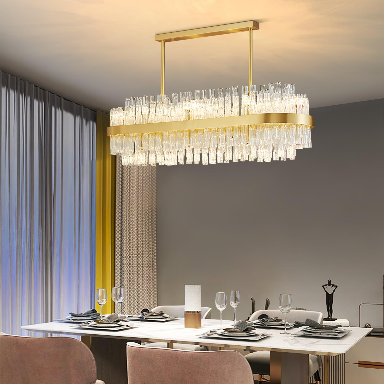 Gold & Clear Rod Chandelier