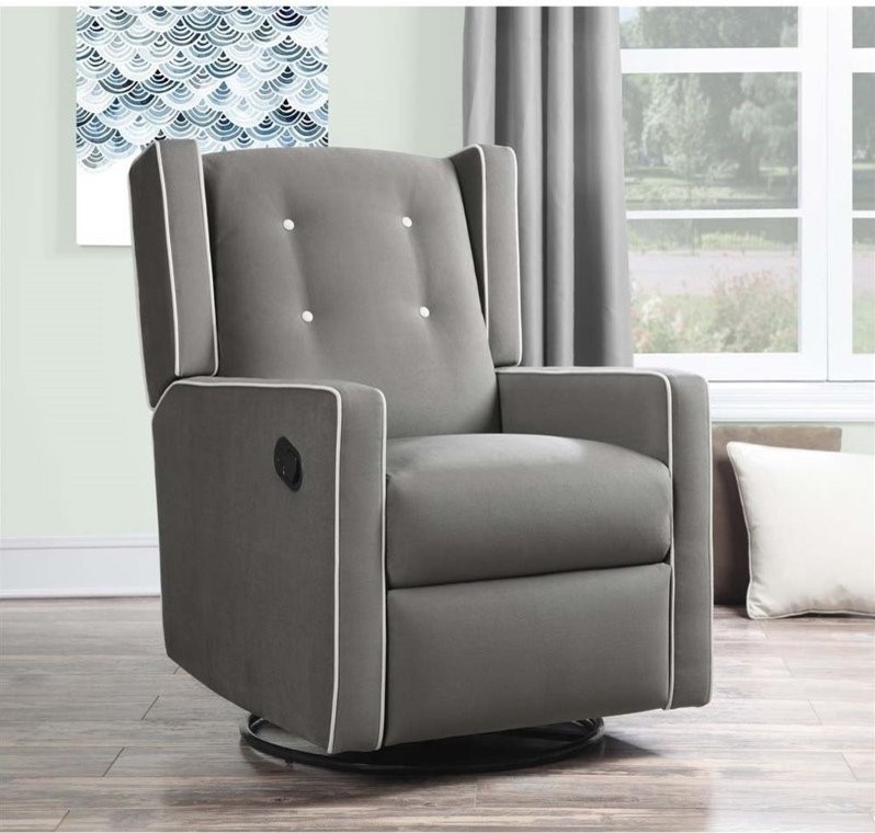 Baby Relax Mikayla Fabric Upholstered Swivel Gliding Recliner in Dark Gray   Transitional   Recliner Chairs   by Homesquare  Houzz