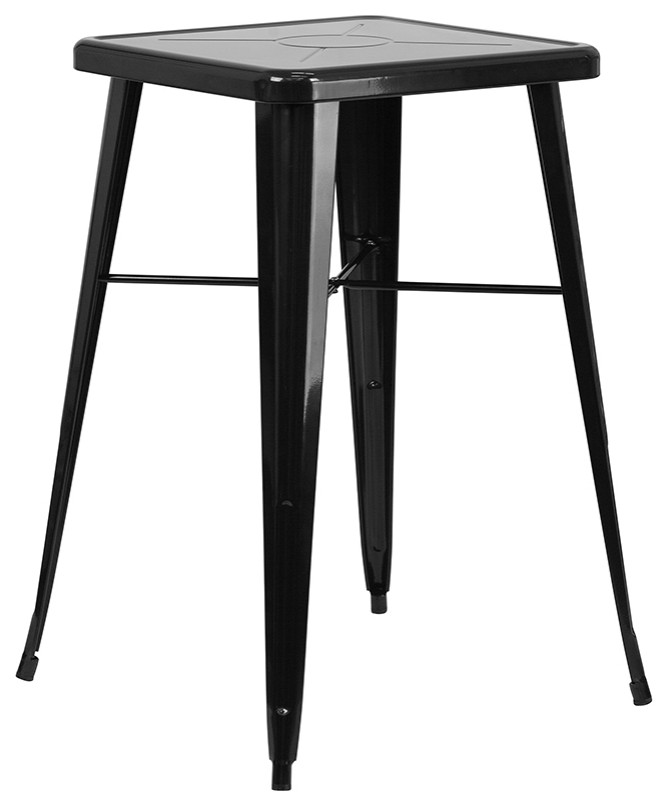 23.75 quotSquare Black Metal Indoor/Outdoor Bar Table Set   Industrial   Outdoor Pub And Bistro Sets   by First of a Kind USA Inc  Houzz