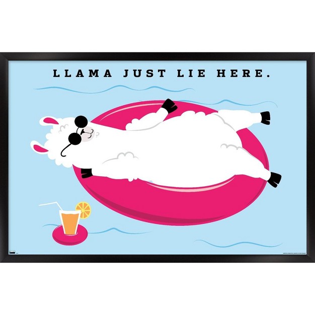 Trends International Ellie Ripberger Llama Just Lay Here Framed Wall Poster Prints