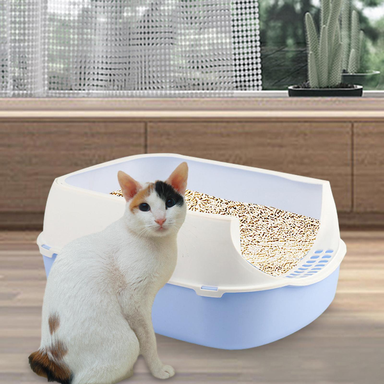 Cat Litter Box Semi Open Top Cat Litter Tray For Kitty Rabbit Small Pet Purple