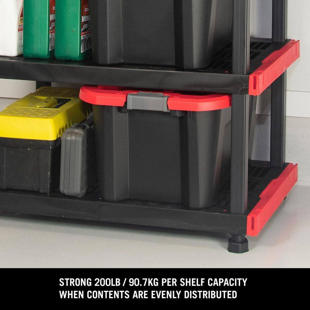 Black 4-Tier Plastic Garage Storage Shelving Unit (40 in. W x 55 in. H x 24 in. D) shelve-612