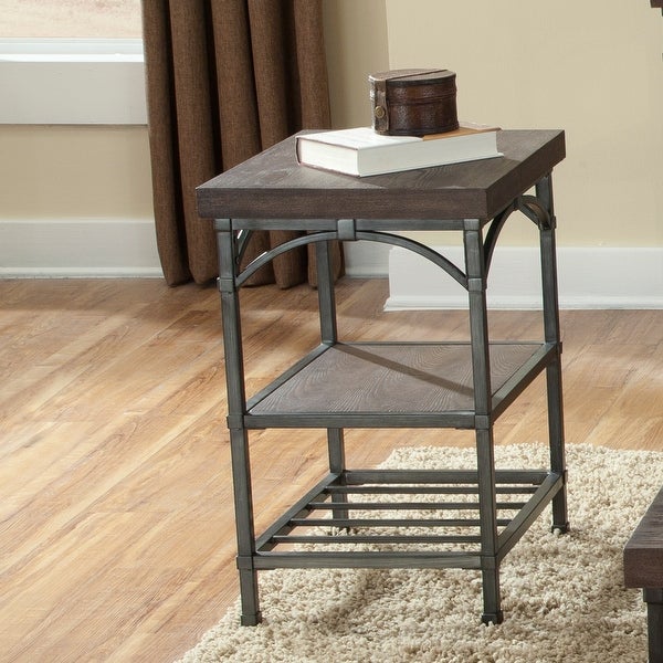 Franklin Rustic Brown Metal Tube Base Chair Side Table