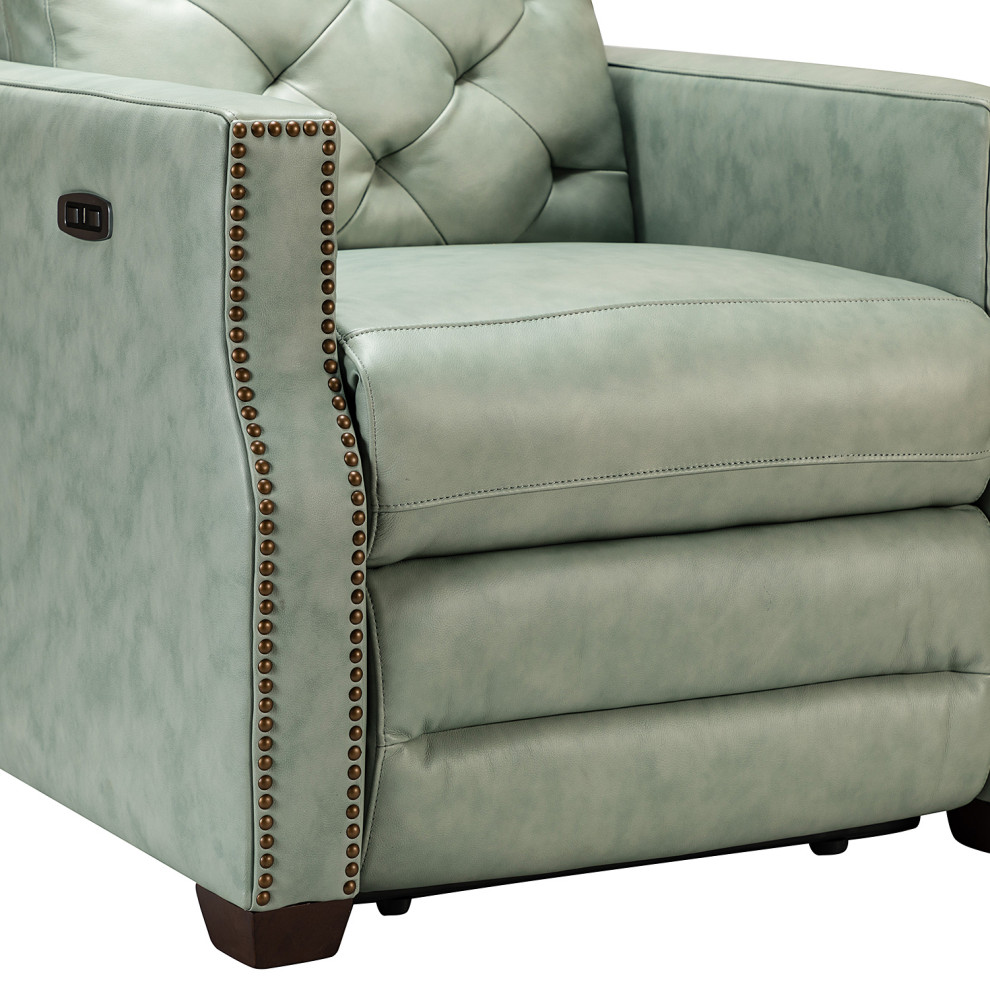 Fernando 31.50 quotW Genuine Leather Power Recliner   Contemporary   Recliner Chairs   by Karat Home  Houzz