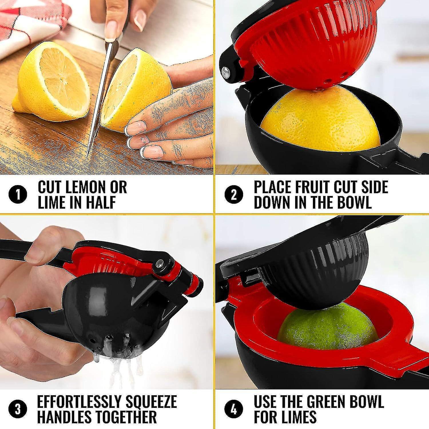 Metal 2-in-1 Lemon Lime Squeezer - Hand Juicer Lemon Squeezer Gets Every Last Drop - Max Extraction