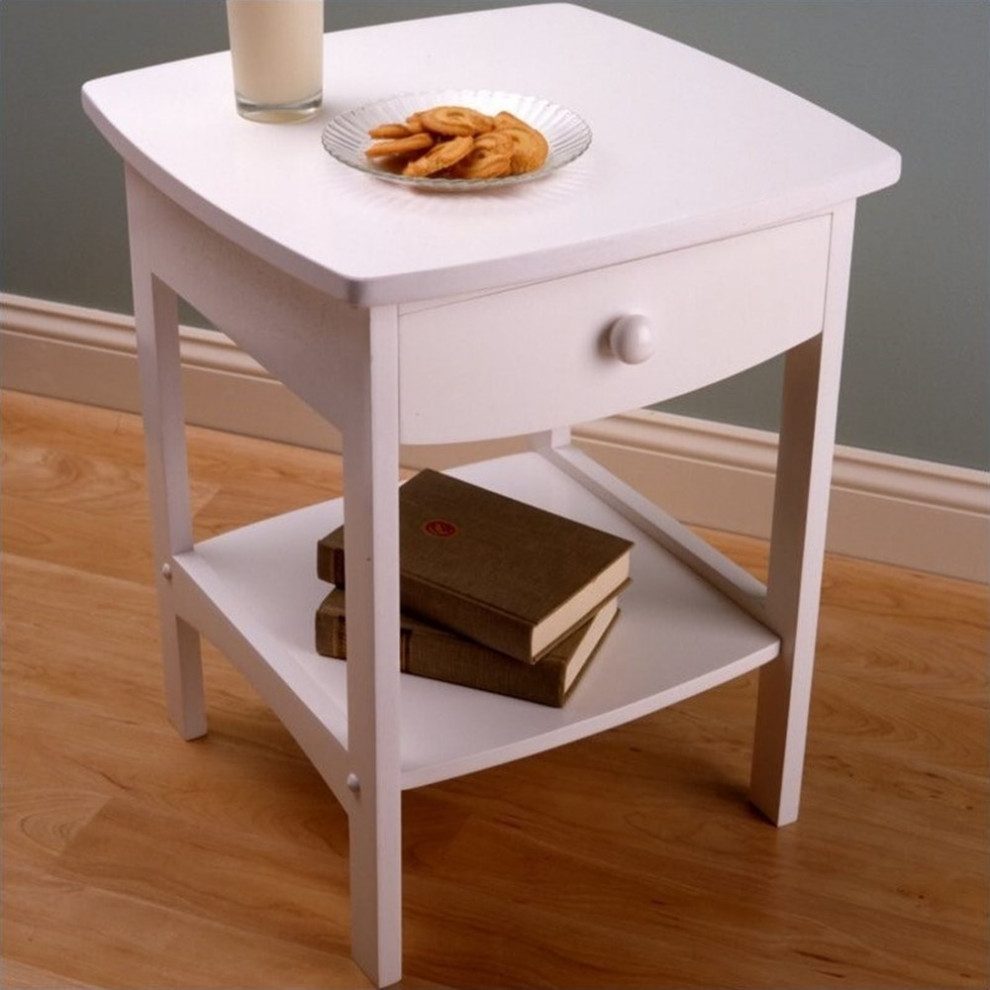 Pemberly Row Solid Composite Wood End Table in White   Transitional   Side Tables And End Tables   by Homesquare  Houzz