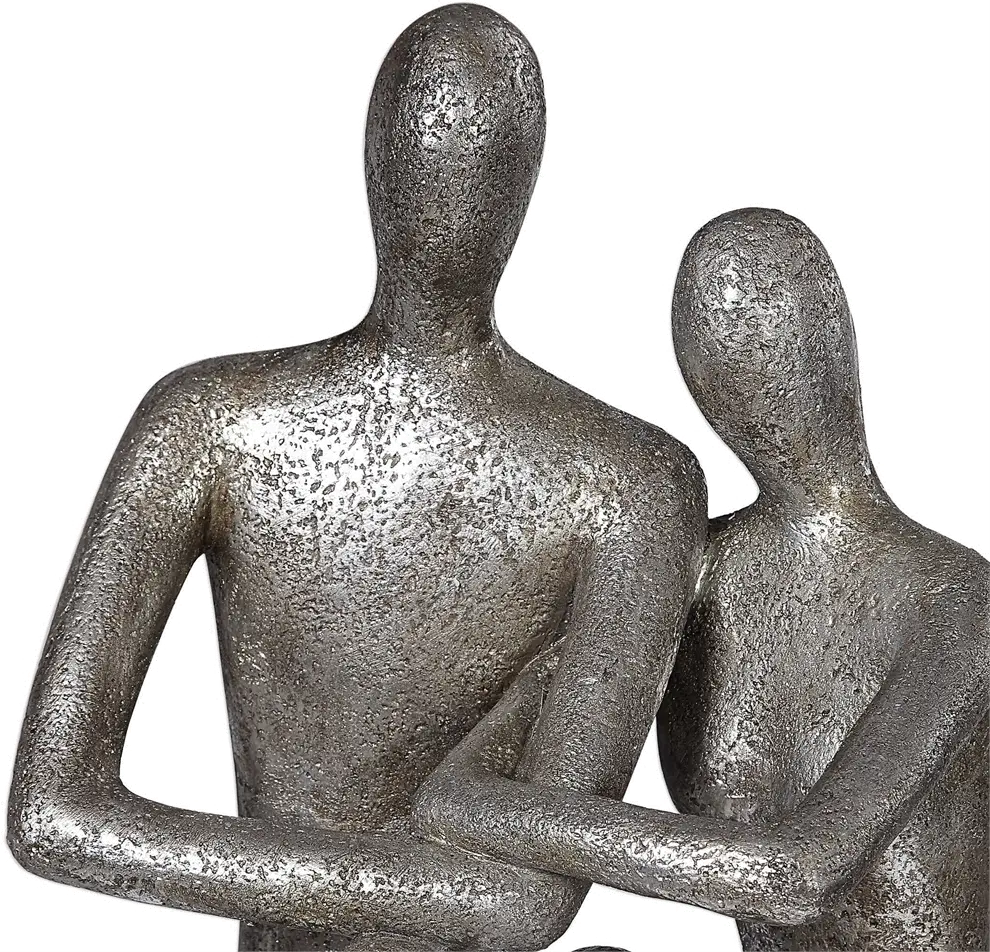 Antique Nickel Courtship Two Figurine Sculpture