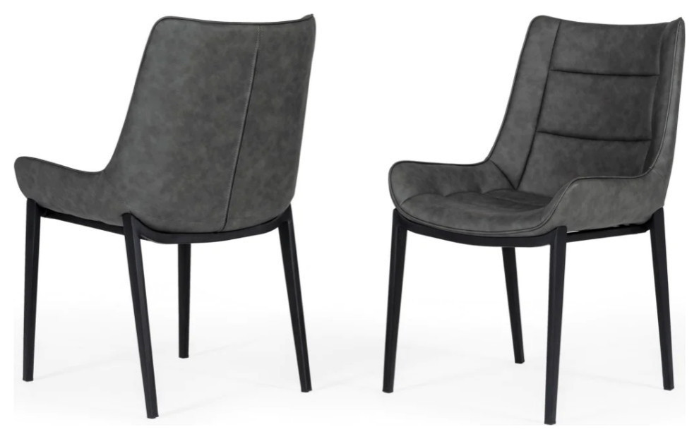 Luca Modern Gray Leatherette Dining Chair  Set of 2   Midcentury   Dining Chairs   by V.S.D Furniture  Houzz