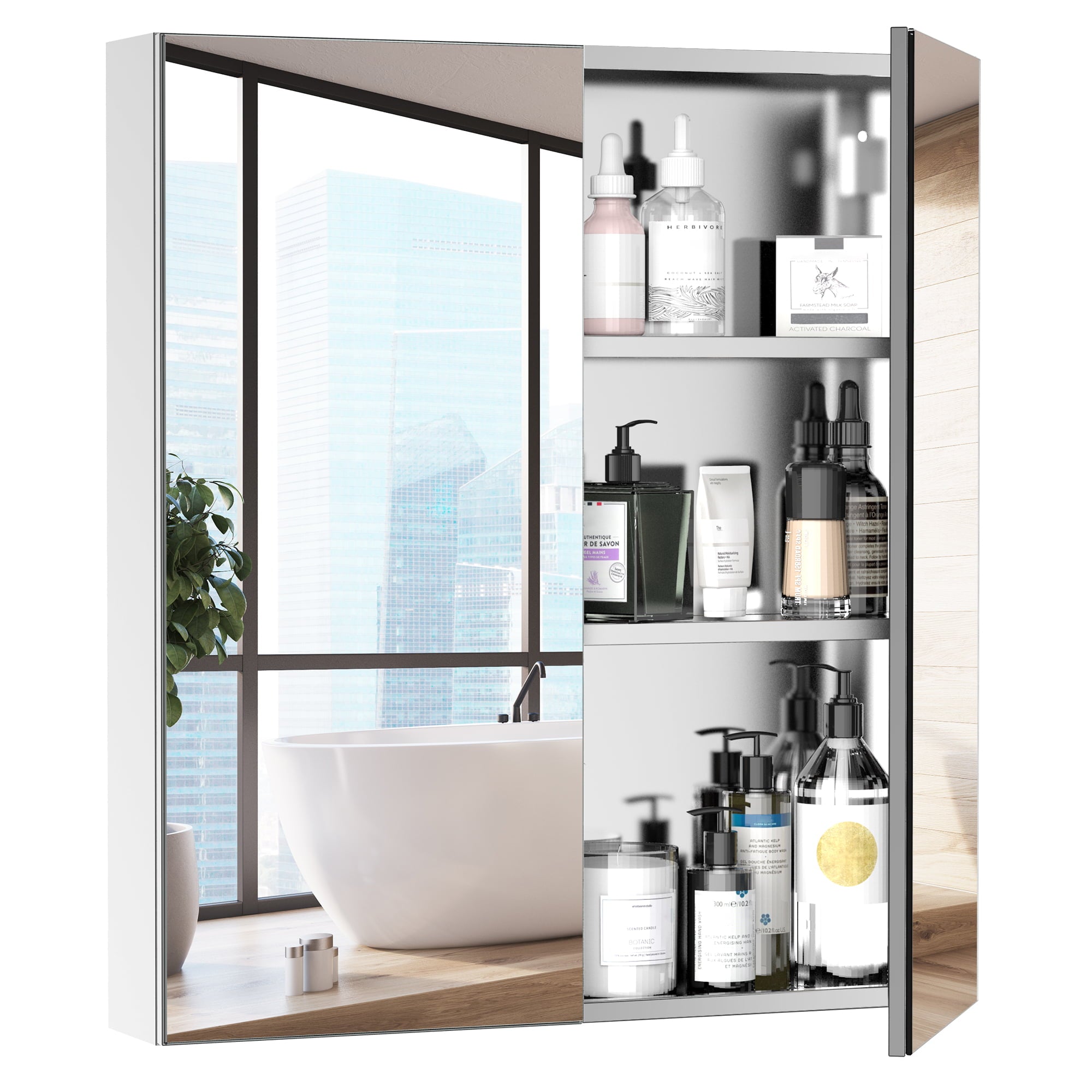 kleankin Bathroom Mirrored Cabinet, 24