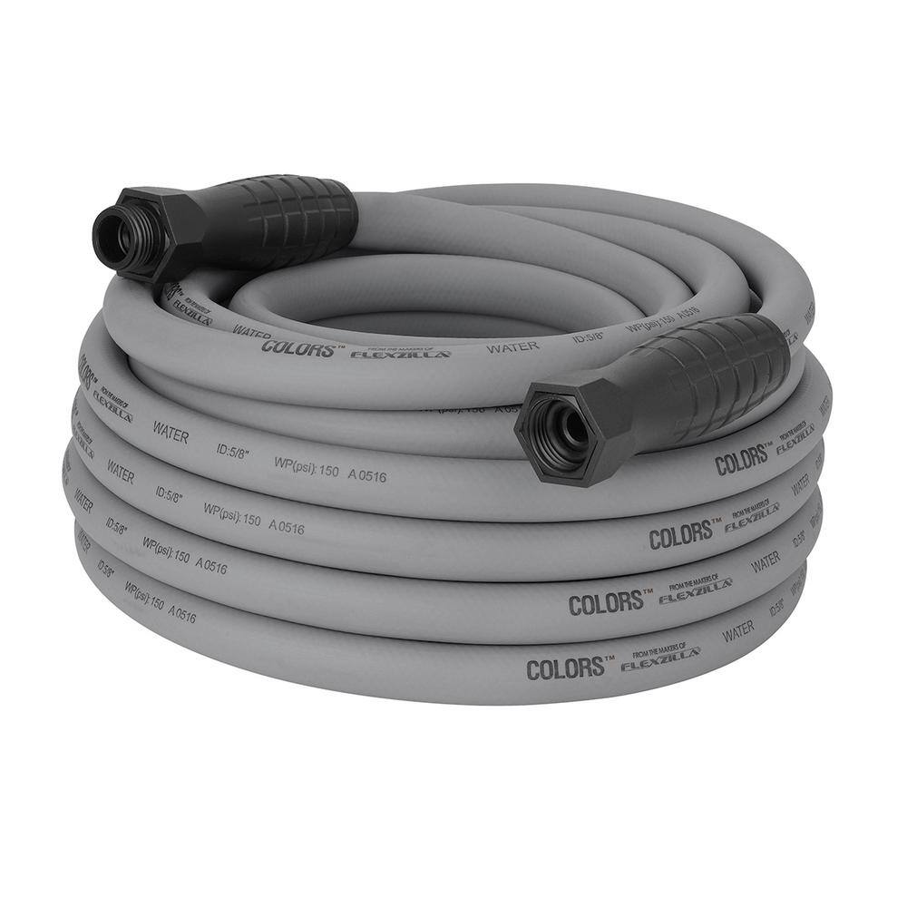 Flexzilla Colors Series 58 in. x 50 ft. Garden Hose 34 in. - 11 12 GHT Fittings in Slate Gray HFZC550GYS