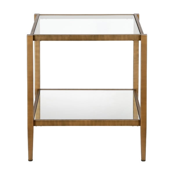 Hera 20'' Wide Square Side Table with Mirror Shelf