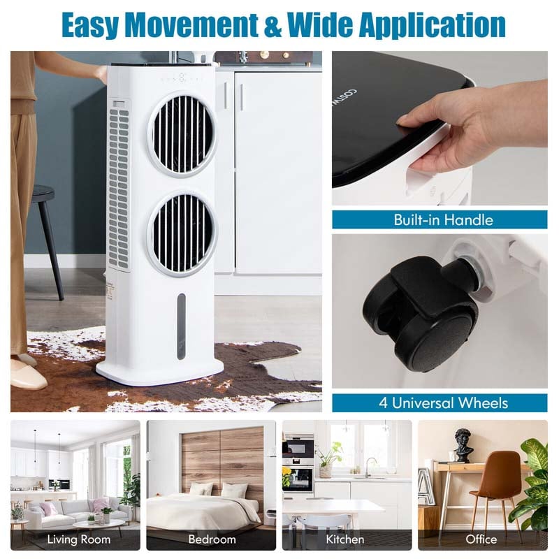 3-in-1 Evaporative Air Cooler Fan, Portable Quiet Swamp Cooler with 5 Speeds, 9H Timer, 2.4 Gal Water Tank