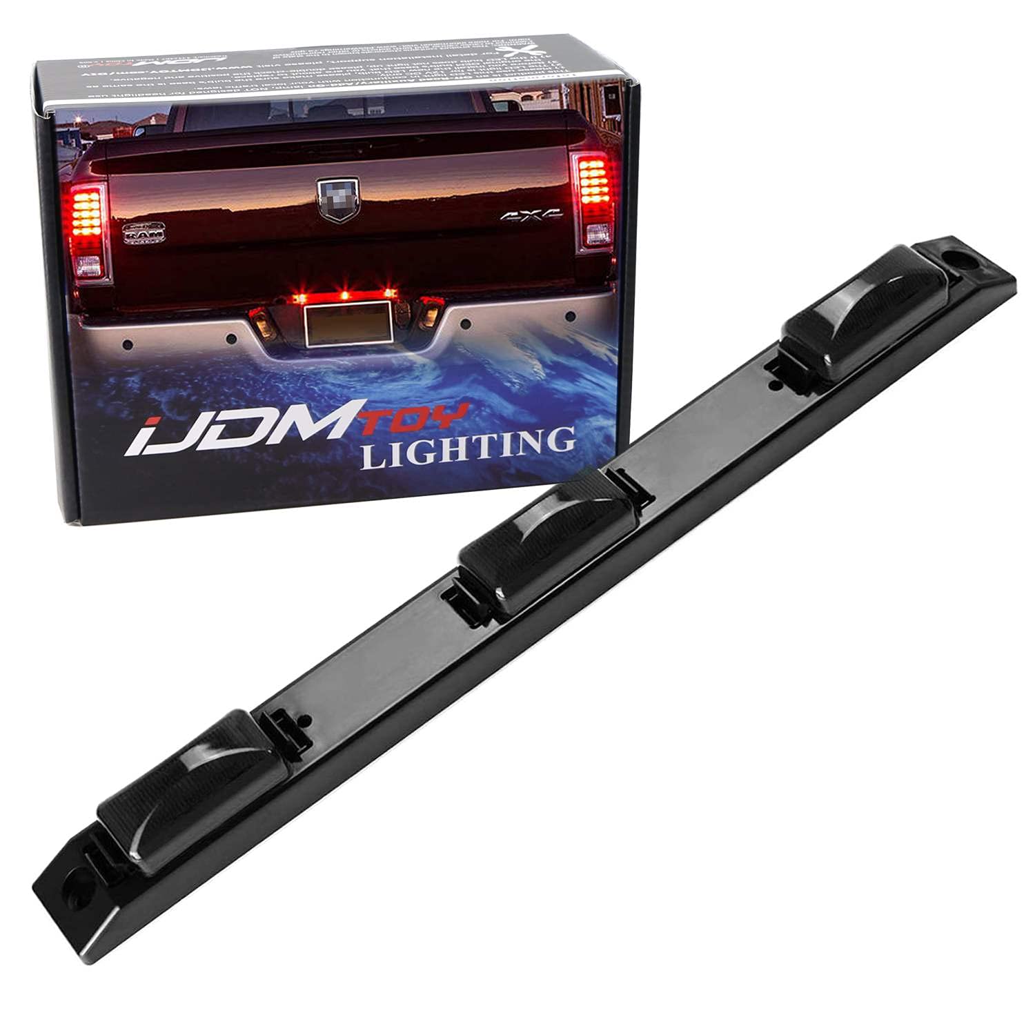 iJDMTOY Smoked Lens 9-LED Rear Truck Bed Mounted Center Tailgate Running Light Bar， Compatible with 1999-2010 Ford F-250 F-350 F-450 DRW， Also Fit Other Truck/Pickup